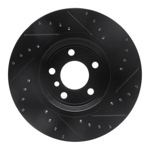 BMW X3 Brake Rotor (1) - Front Left - R1 Concepts - Drilled & Slotted - Black - `04-`10